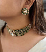 Indian Handcrafted Gold Plated Floral Polki Choker Earring Set - Libasaa.com