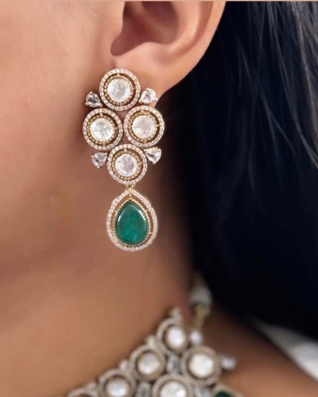 Indian Traditional Layered Gold Plated Polki Choker Earring Set - Libasaa.com