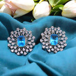 Silvery Shine Round AD Earrings Set Wedding - Libasaa.com