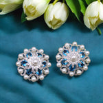 Pakistani Floral Inspired Stone Work Bridal Earrings Set - Libasaa.com