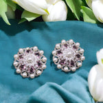 Pakistani Floral Inspired Stone Work Bridal Earrings Set - Libasaa.com