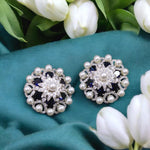 Pakistani Floral Inspired Stone Work Bridal Earrings Set - Libasaa.com