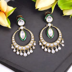 Indian Chandelier Stone Work Wedding Earrings Set - Libasaa.com