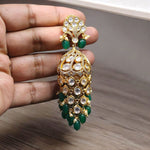 Rajsthani Gold Plated Stone Work Jhumki Earrings Set - Libasaa.com