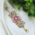 Traditional Gold Plated Bracelet with Kundan, Pearl & Pink Stone Detailing – Ethnic Jewelry - Libasaa.com