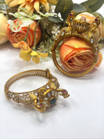 Traditional Gold-Plated Temple Kada Bangles with Pink & Kundan Stones – Bridal Jewelry - Libasaa.com