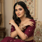 Openable Kundan Gold-Tone Bangles with Red Stone Accents – Bridal Jewelry Pair - Libasaa.com