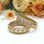 Openable Kundan Gold-Tone Bangles with White Stone Accents – Bridal Jewelry Pair - Libasaa.com