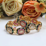 Openable Kundan and Green Meenakari Kada (Designer Bangle) - Libasaa.com