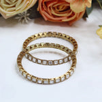 Timeless Square CZ Stone Cutwork Gold-Plated Bangles (Set of 2) - Libasaa.com
