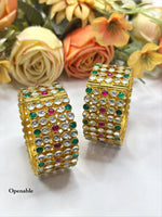 Royal Multi-Color Stone Wide Openable Bangles - Libasaa.com