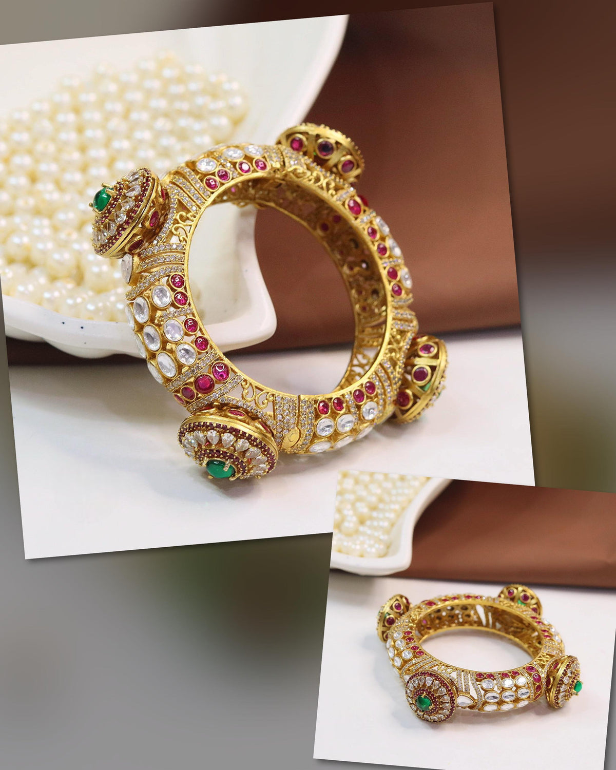 Royal Openable Kundan Polki Kada – Heritage Bridal Grandeur - Libasaa.com