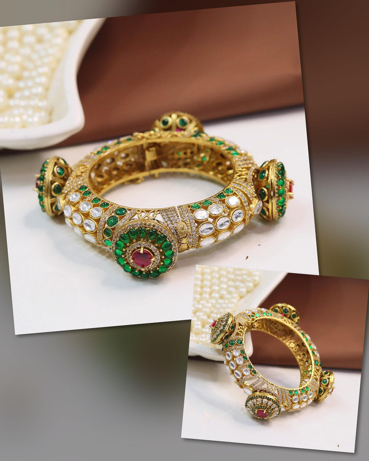 Royal Openable Kundan Polki Kada – Heritage Bridal Grandeur - Libasaa.com