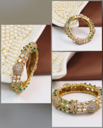 Elegant Openable Kundan Polki Kada with Emerald Stones – Royal Heritage Collection - Libasaa.com