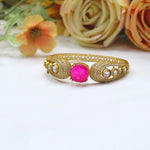 Royal Gold-Plated Openable Kada with Purple Stone and CZ Accents - Libasaa.com