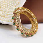 Regal Heritage Kundan Polki Openable Kada – Ruby & Emerald Detailing - Libasaa.com