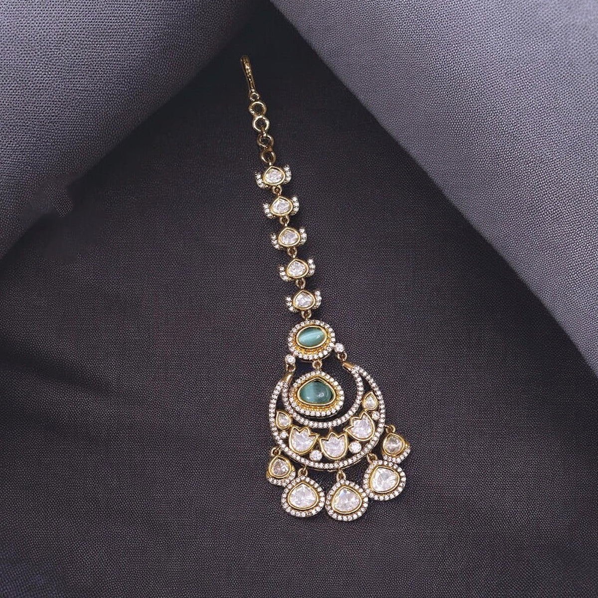 Jaipuri Ethnic Pearl Maangtika For Wedding - Libasaa.com