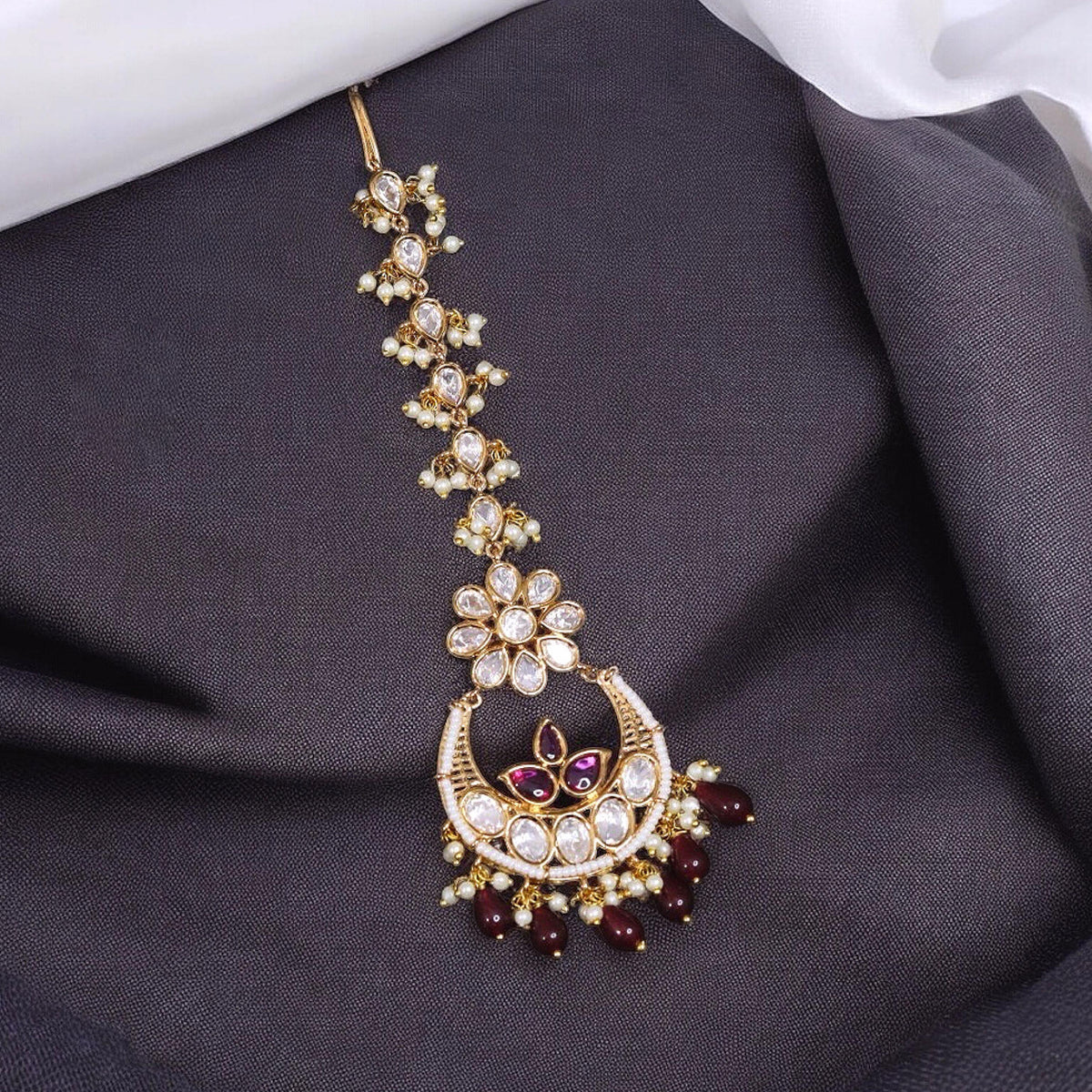 Pakistani Wedding Flower Design Maangtikka For Women - Libasaa.com