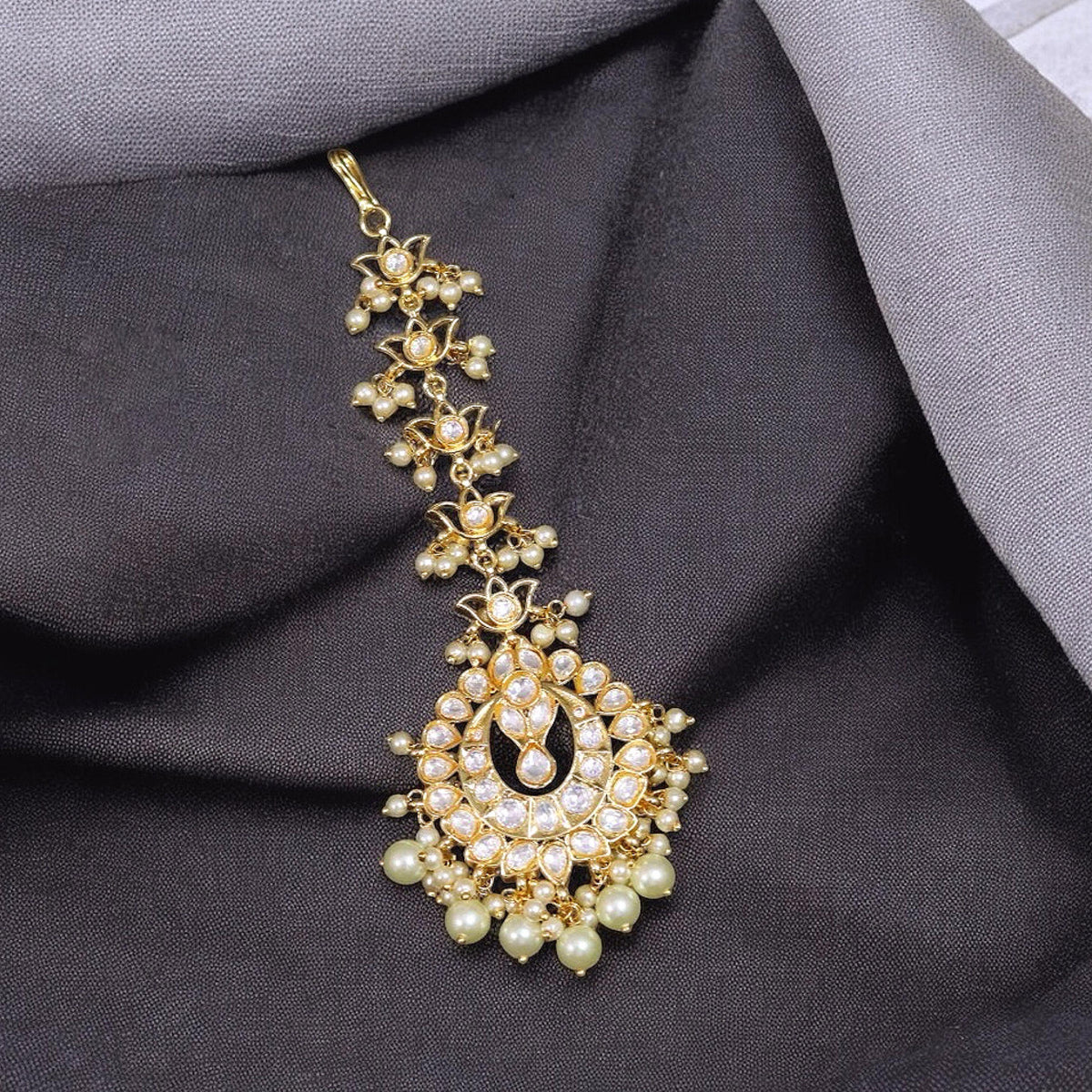 Jaipuri Gold Plated Flower Design Maangtikka For Women - Libasaa.com