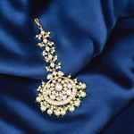 Punjabi Teardrop Stone Work Green Maangtikka For Women - Libasaa.com