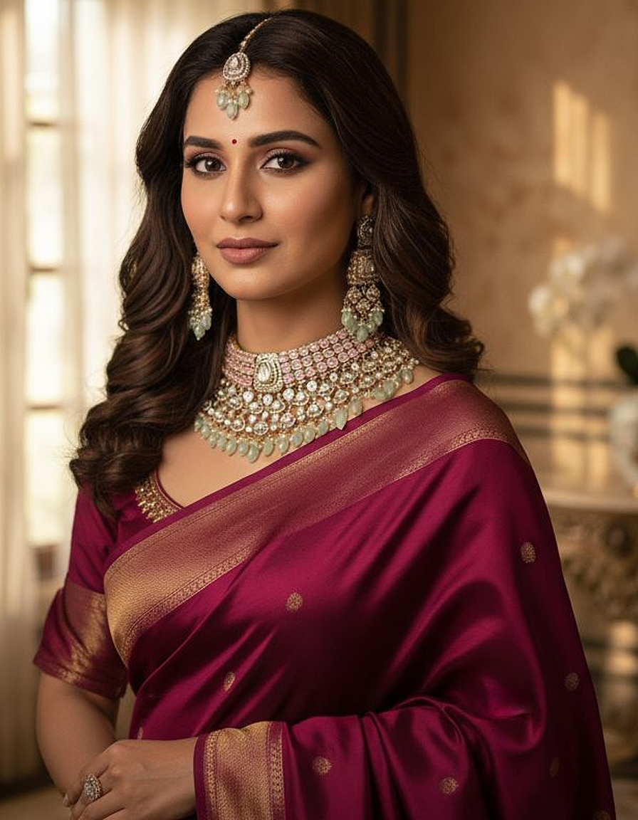 Pink Green Kundan Choker Necklace Set with Earrings – Bridal Polki Jewelry for Weddings & Festive Wear - Libasaa.com