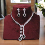 Indian Silver Plated Statement Necklace Matching Earrings For Bridal - Libasaa.com