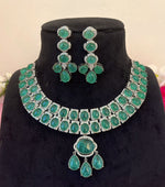 Double Layered Jaipuri Polki Kundan Work Bridal Choker Earrings Set For Wedding - Libasaa.com