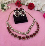 Pakistani Royal Layered Polki Work Necklace Earrings For Wedding - Libasaa.com