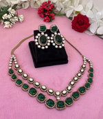 Pakistani Royal Layered Polki Work Necklace Earrings For Wedding - Libasaa.com