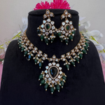 Pakistani Flower Design Polki Necklace Earrings Set For Women - Libasaa.com