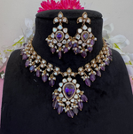 Pakistani Flower Design Polki Necklace Earrings Set For Women - Libasaa.com