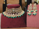 Meenakari Gold Tone Indian Polki Choker Earrings Set For Women - Libasaa.com