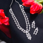 Multi Layer Indian Silver Polki Necklace Earrings Set - Libasaa.com