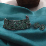 Stud Style Indian Wedding Choker Flower Earrings Set For Women - Libasaa.com