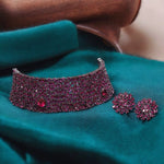 Stud Style Indian Wedding Choker Flower Earrings Set For Women - Libasaa.com