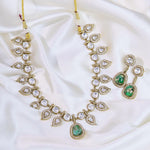 Jaipuri Cubic zirconia Stone Work Neclace Earrings Set For Wedding - Libasaa.com