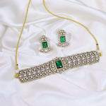 Floral Design AD Choker Earrings Indian Jewelry Set For Women - Libasaa.com