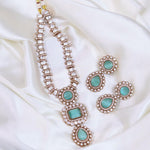 Punjabi CZ Silver Tone Necklace Matching Earrings Set For Wedding - Libasaa.com