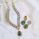 Festive Teardrop Necklace Earrings Pakistani Jewelry Set For Women - Libasaa.com