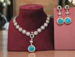 Wedding Silver Plated Polki Necklace Earrings Indian Jewelry - Libasaa.com