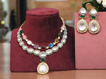 Double Layer Multicolor Polki Kundan Necklace Indian Jewelry Set - Libasaa.com