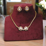 Rakul Preet Kaur Inspired AD Necklace Earrings Set For Wedding - Libasaa.com