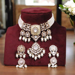 Pakistani Traditional Kundan Polki Choker Earrings Set – A Timeless Ethnic Beauty - Libasaa.com