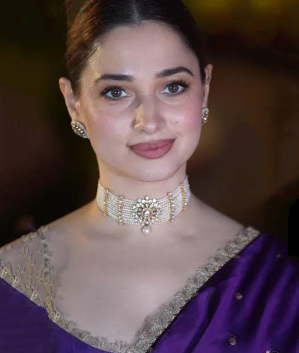 White Beaded Layered Floral Choker Earring Set For Wedding - Libasaa.com