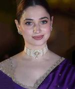 White Beaded Layered Floral Choker Earring Set For Wedding - Libasaa.com