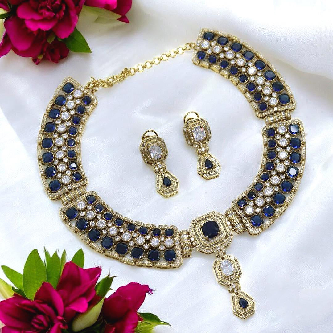 Alia Bhatt Inspired Gold Plated Bollywood Polki Choker Earring Set For Wedding - Libasaa.com