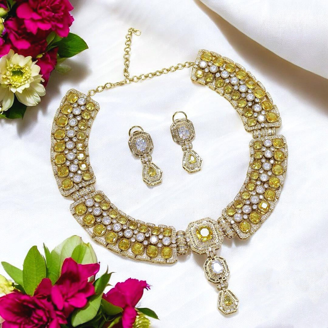 Alia Bhatt Inspired Gold Plated Bollywood Polki Choker Earring Set For Wedding - Libasaa.com