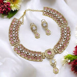 Alia Bhatt Inspired Gold Plated Bollywood Polki Choker Earring Set For Wedding - Libasaa.com