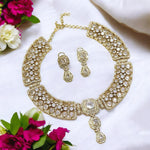 Alia Bhatt Inspired Gold Plated Bollywood Polki Choker Earring Set For Wedding - Libasaa.com