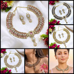 Alia Bhatt Inspired Gold Plated Bollywood Polki Choker Earring Set For Wedding - Libasaa.com